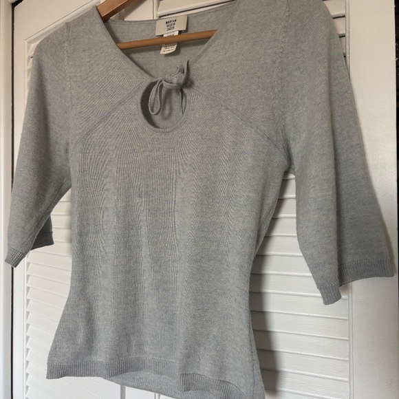 Maryam Nassir Zadeh Persephone Knit Sweater Top Keyhole Tie Merino Medium - Picture 4 of 10